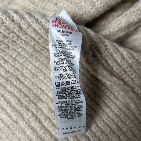 TOPSHOP Cardigan SWEATER KNIT Stone Belted BLOUSON SLEEVE Chunky Size S (4 - 6) - Picture 7 of 12